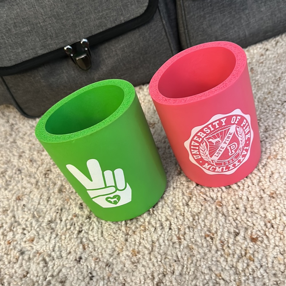 Vintage VS PINK Koozies Green and Pink - Picture 2 of 3